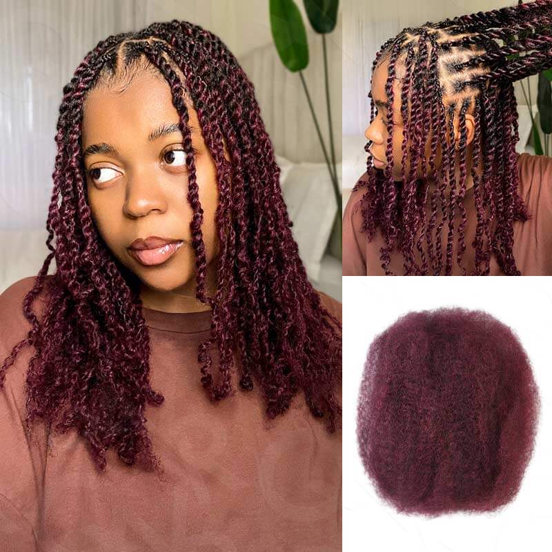 #1B/99J/BURG mixed color afro kinky bulk 4c hair extensions