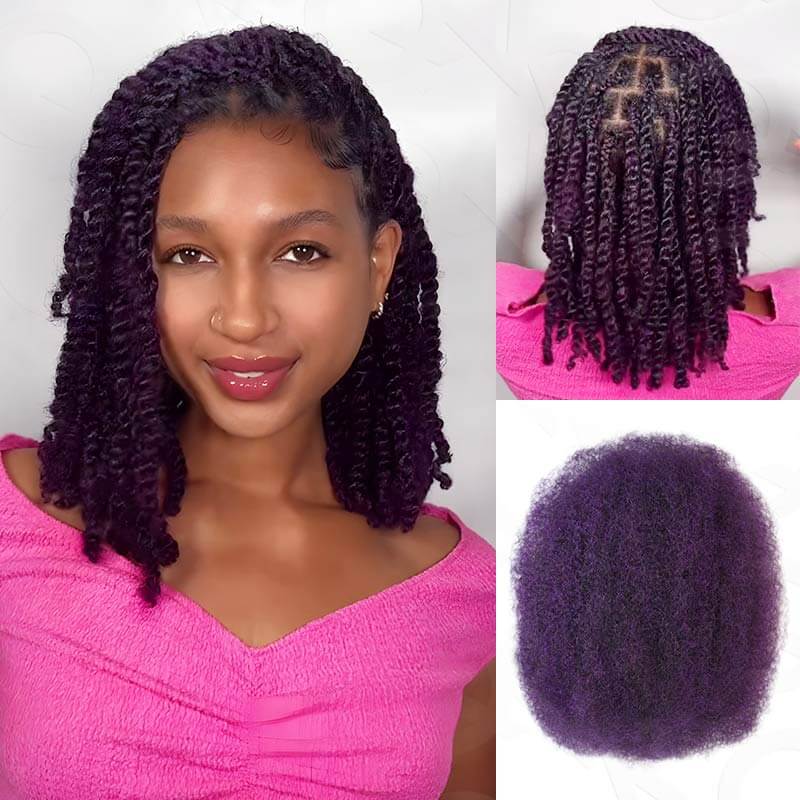 qvr dark purple color afro kinky bulk human hair extensions for dreadlocks