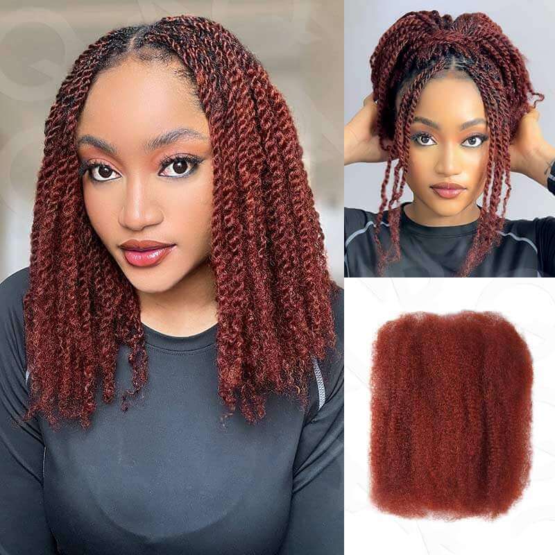 reddish brown colored afro kinky bulk human hair extensions for dreadlocks