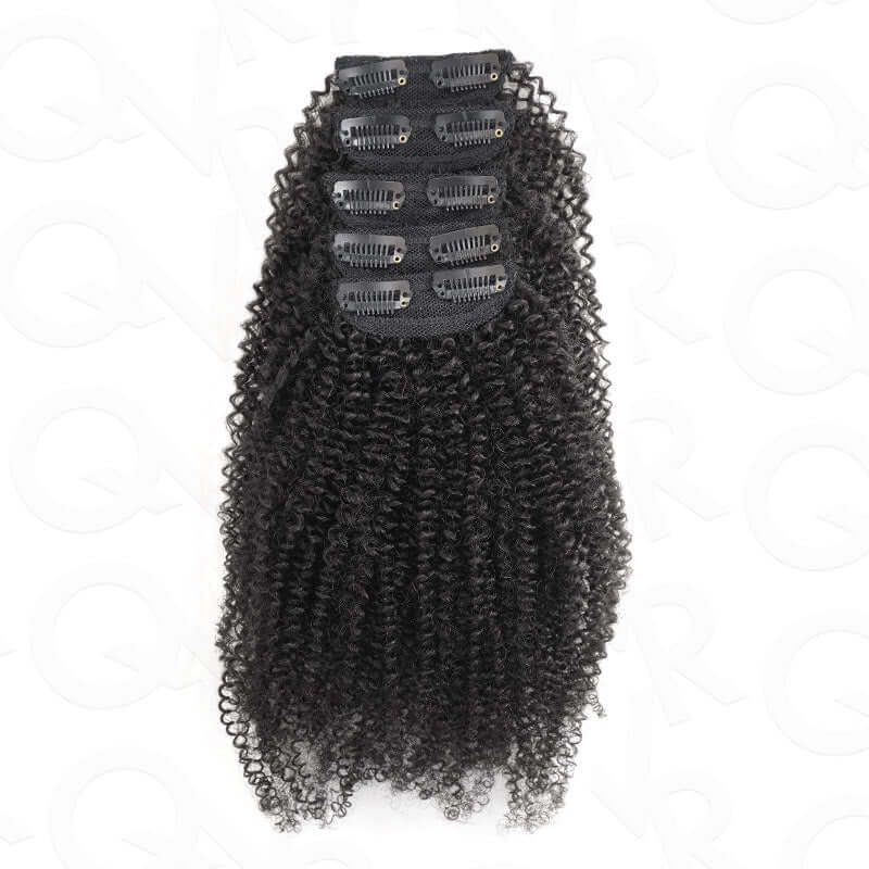 5pcs afro kinky curly human hair weft clip in hair extensions