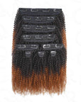 qvr ombre brown human hair clip ins in kinky curly texture
