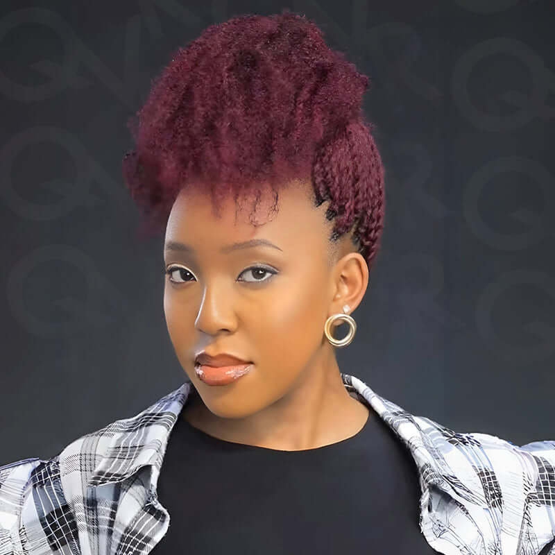 top bun hairstyle with 99j afro kinky bulk hair
