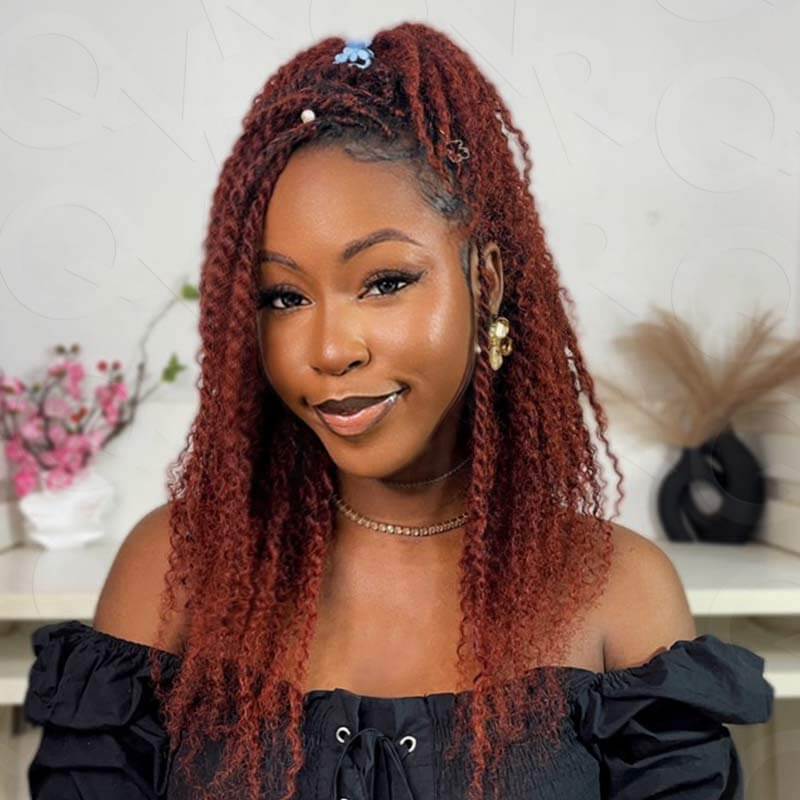IG Exclusive|Reddish Brown Color Afro Kinky Bulk Human Hair For