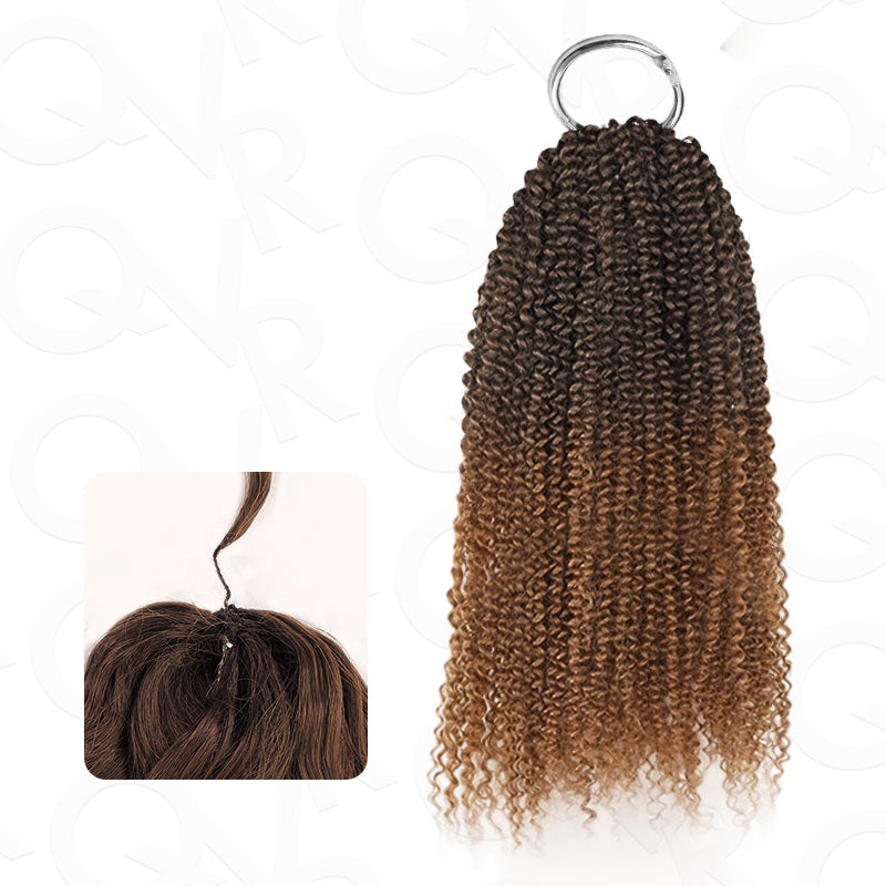 Deep wave crochet hair extension in ombre brown, 100% human hair, QVR #T2/30, suitable for styling and dyeing, 14-24 inches long.