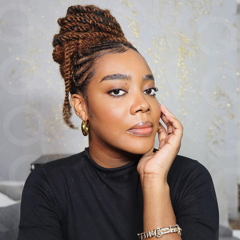 afro kinky hair extension in aburn brown color for braiding