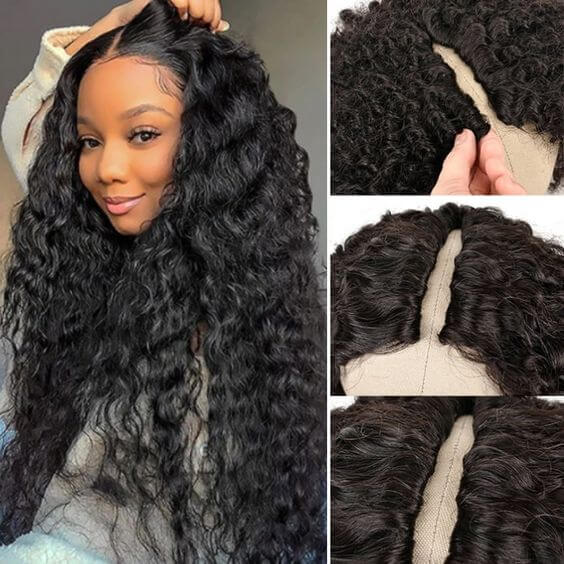 natural black v part wig human hair 0 skill need