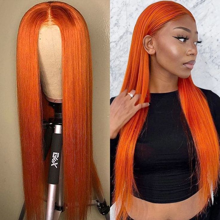 qvr wigs body wave ginger orange 4x4 lace closure pre-plucked brazilian virgin hair