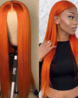 qvr wigs body wave ginger orange 4x4 lace closure pre-plucked brazilian virgin hair