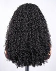 QVR Layered Burmese Curly Glueless V Part Wig Invisible Lace Edge Human Hair