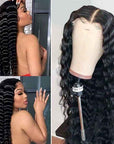 soft and shiny human hair wigs, deep wave pattern for drama