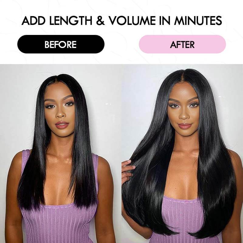 straight clip in hair extensions for celebrity look