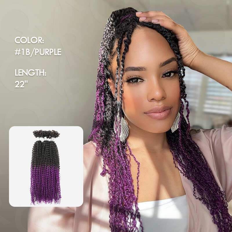 22&quot; t1b/purple passion twist human braiding hair