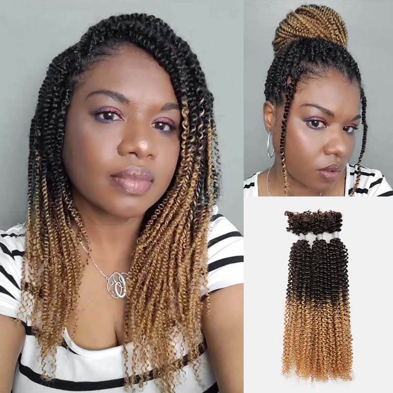 qvr ombre t2/27 kinky v bulk passion twist braiding hair