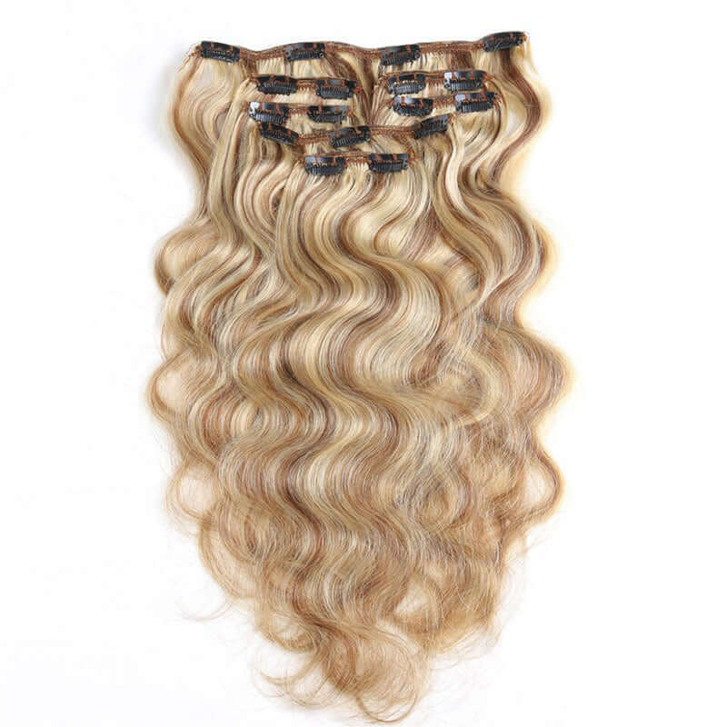 blonde highlights brazilian remy hair clip in human hair extensions