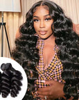 qvr natural black loose wave brazilian human hair bundles