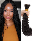natural black human hair bulk extensions for boho knotless braids