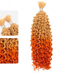qvr ombre t1001/orange color water wave bulk human hair extensions for boho braiding