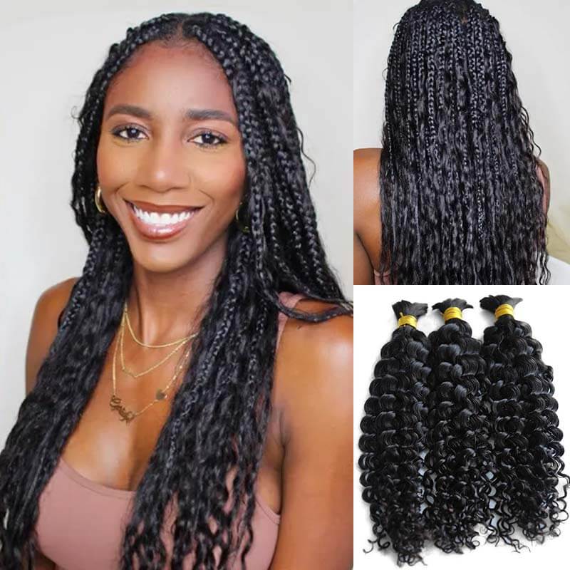 qvr kinky 3 pack deep wave bulk braiding hair