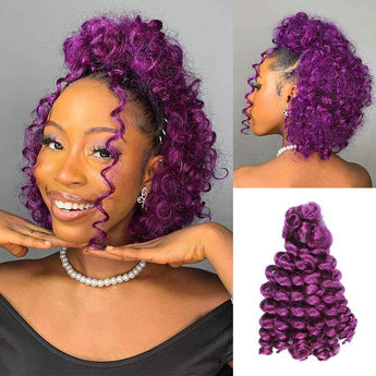 purple color bouncy braiding bulk hair for crochet
