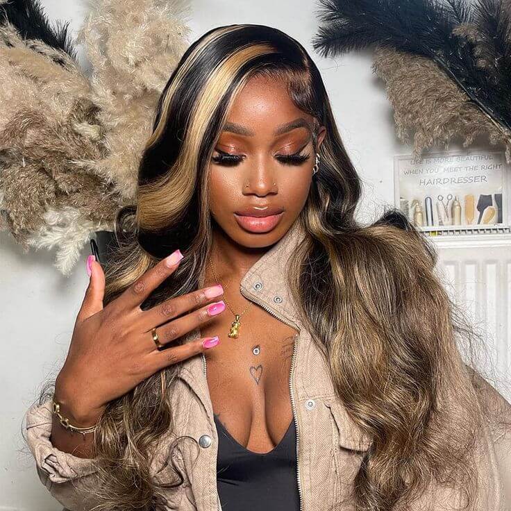 human hair lace wigs balayage 13x4 lace frontal body wave for confident black beauty