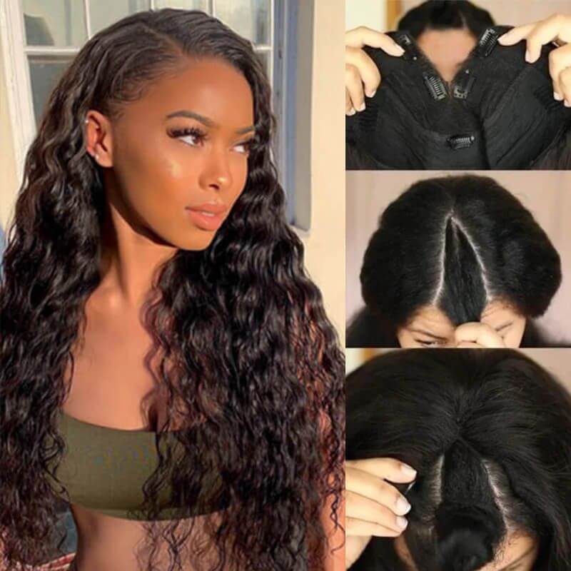 loose deep wave v part wig 180% density human hair wig