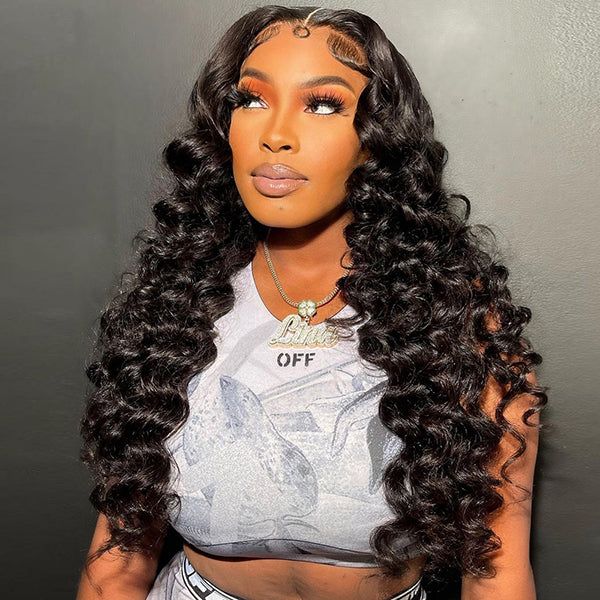 qvr hd lace wigs human hair black loose deep wave wig for black women