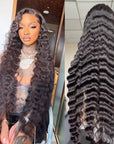 qvr hd lace wigs black human hair long deep wave wig for natural look