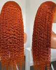 qvr wigs 13x4 lace frontal curly human hair wig in ginger orange