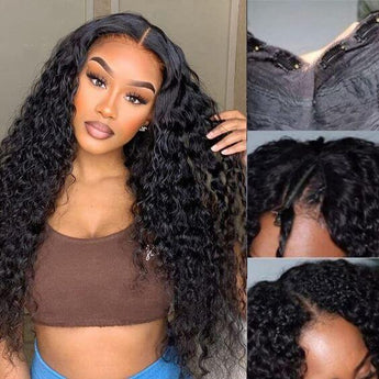 qvr glueless deep wave v part wig human hair 180 density wig
