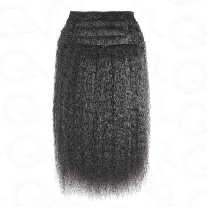 QVR clip in human hair extensions with full texture
