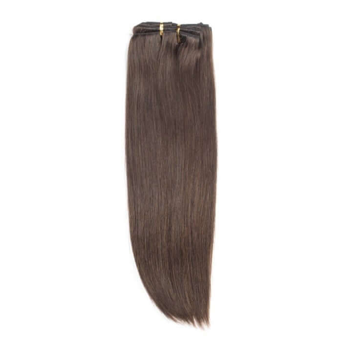seamless straight chocolate brown clip in hair extensions