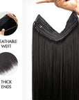 QVR Halo Hair Extensions Human Hair Straight One Piece Clip in with Invisible Wire & V Part Breathable Weft