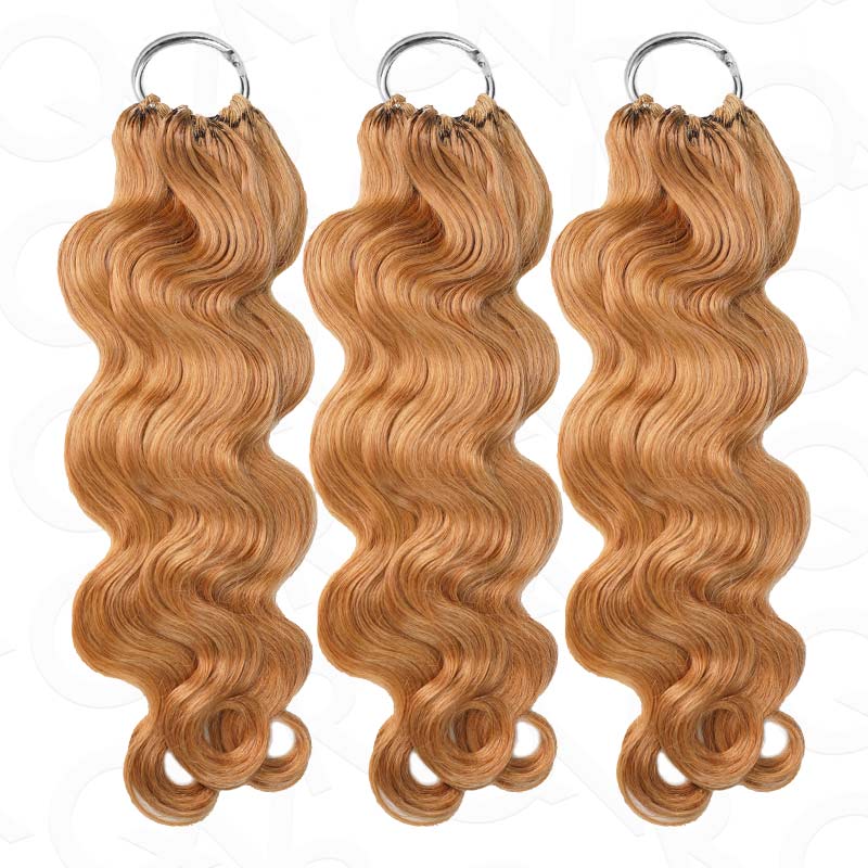 body wave curled honey blonde color crochet braids 3 packs
