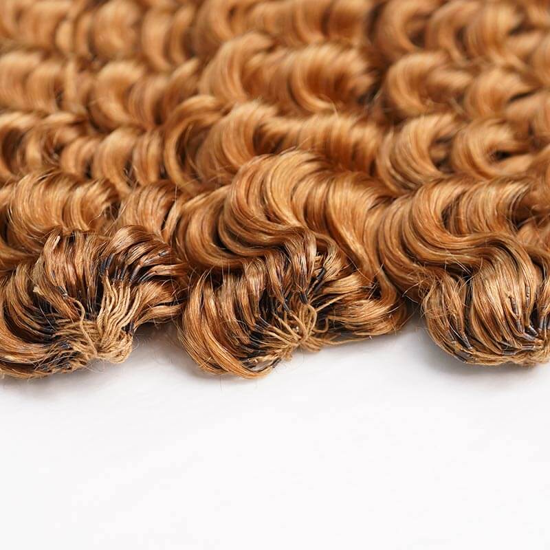 honey blonde colored deep wave crochet braids reusable