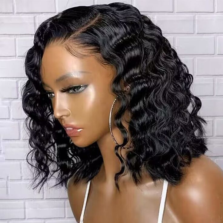 fluffy short bob wigs with soft curls, natural black bob wigs for African American women