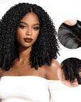 QVR Glueless Burmese Curly V Part Wigs Natural Black Invisible Lace Edge Human Hair Wig