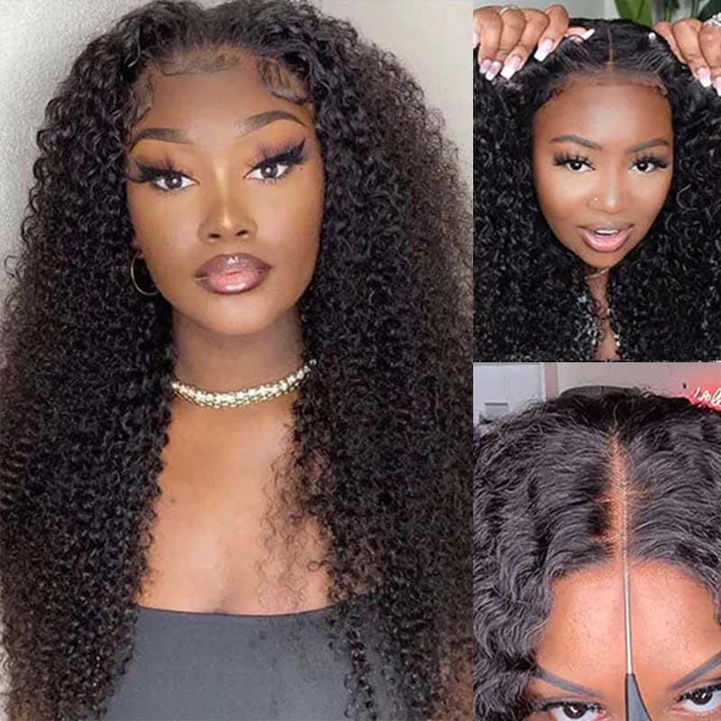 kinky curly wear and go wig with soft natural volume