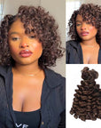 qvr dark brown bouncy curl bulk hair extensions for crochet braids