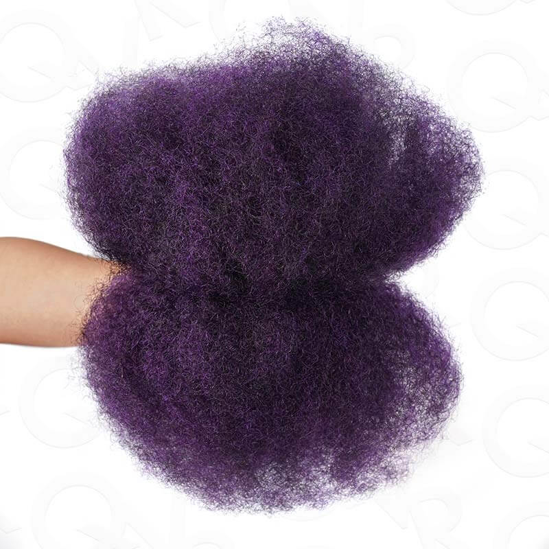 qvr afro kinky bulk human hair extensions dark purple color