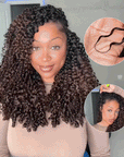 QVR Burmese Curly Feather Crochet Human Hair Ombre Brown 