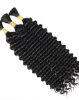 three bundles black bulk hair extensions