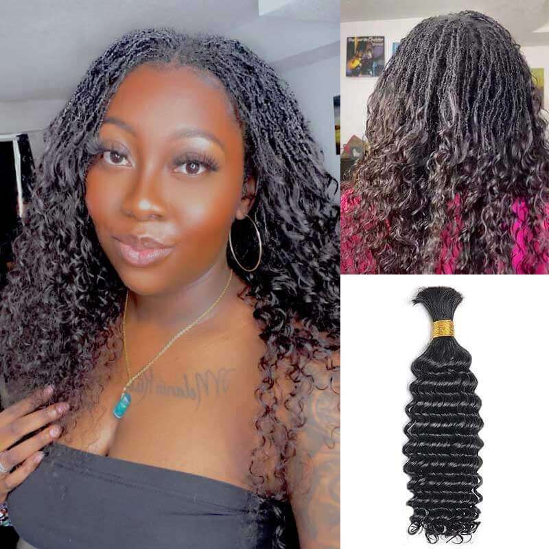 QVR Deep Wave Bulk Human Hair Extensions for Boho Braids – QVR Hair