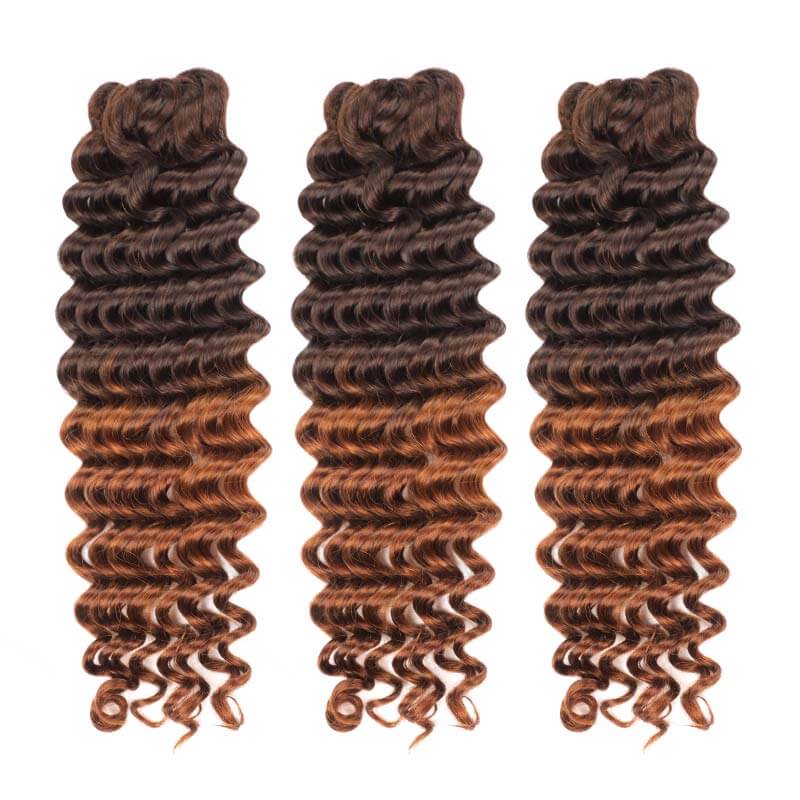 qvr full head three packs human hair T2B/30 ombre crochet extensions