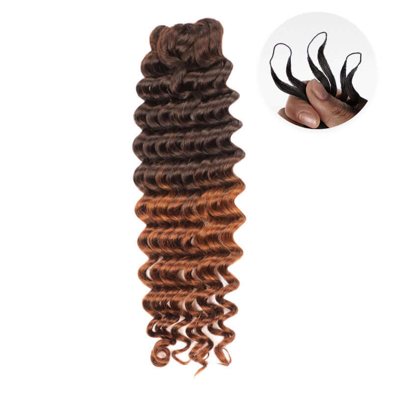 stunning human hair colored deep brown and auburn brown crochet hair extensions