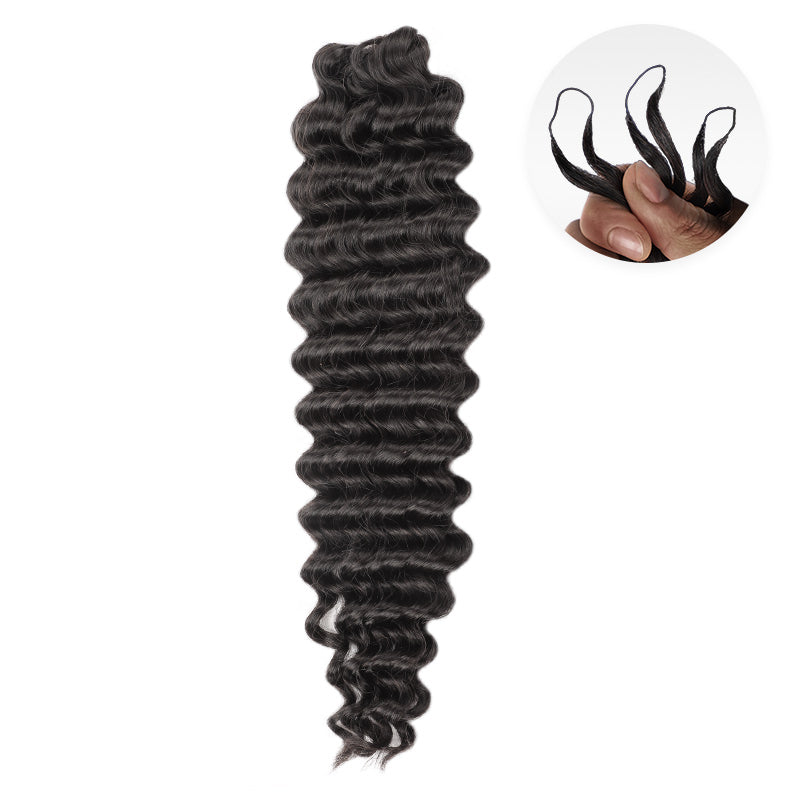 QVR 1 Pack Muti-Color Deep Wave Handmade Feather Crochet Braid Human Hair Extensions