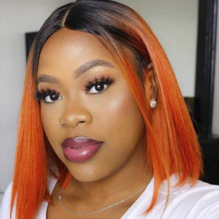 qvr wigs ombre 2 orange straight t lace bob for black women