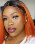 qvr wigs ombre 2 orange straight t lace bob for black women