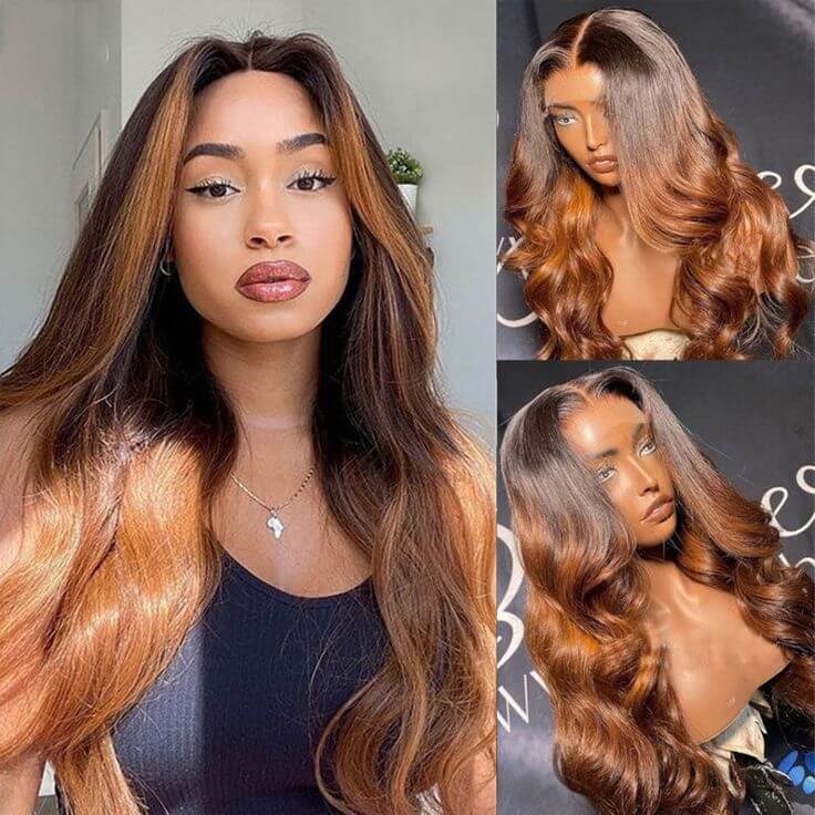 glueless wigs body wave 1b/30 ombre for black women