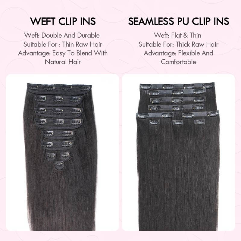 advantages of weft clip ins and pu clips which to choose