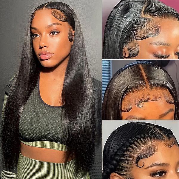 qvr wigs straight with pre-plucked hairline and baby hair